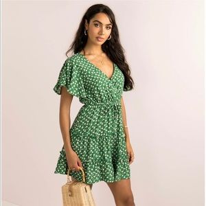 Green floral summer dress